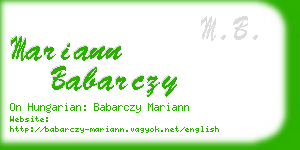 mariann babarczy business card